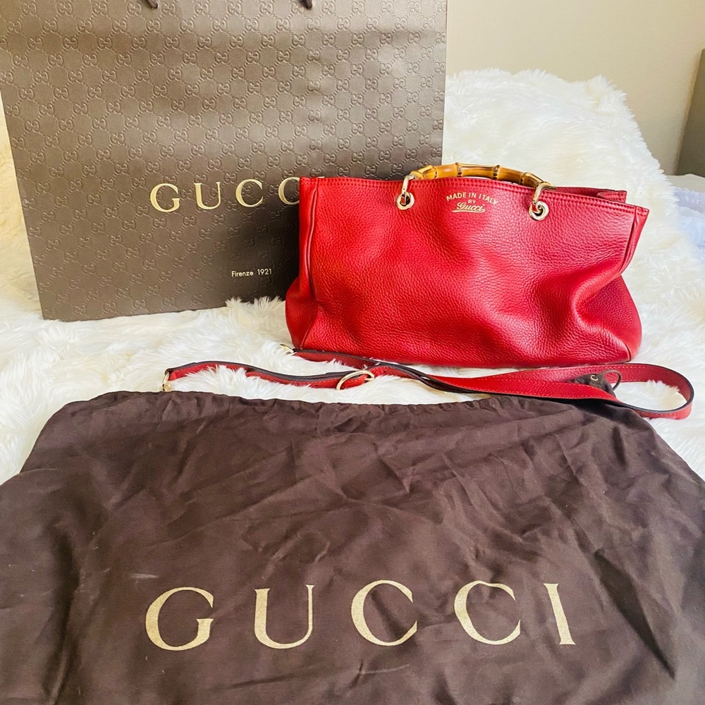 Gucci Bamboo FIRST original red medium size! Beautiful!